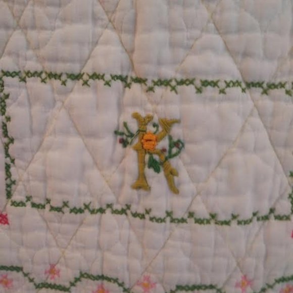 Cross Stitch Embroidered Baby Blanket, Criblet, Wall Hanging, Hand Made, 54 X 32 - Picture 10 of 10